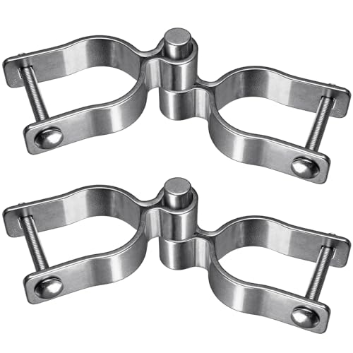 Insaga 2 Pack 1-3/8" Heavy Duty Chain Link Fence Gate Hinges, 304 Stainless Steel T-Post & Pipe Gate Hinge Kit with Frame and Post Brackets, Bolts & Nuts Included for Farm, Cattle, and Chain Link Gate - color: Lightweight, size: 1-3/8''-2Pack