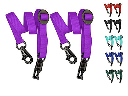 Majestic Ally Pack of 2, Double Thick Trailer Tie for Horse Haulage with Adjustable Buckle, Panic Snap and Bull Snap – 1 Inch by 36 Inch (Purple) - color: Purple