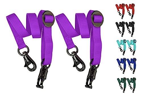 Majestic Ally Pack of 2, Double Thick Trailer Tie for Horse Haulage with Adjustable Buckle, Panic Snap and Bull Snap – 1 Inch by 36 Inch (Purple) - color: Purple
