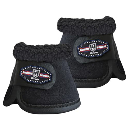 Harrison Howard Essential Bell Boots Shock Absorption with Fleece Trim Non-Rotating Reinforcement - color: black