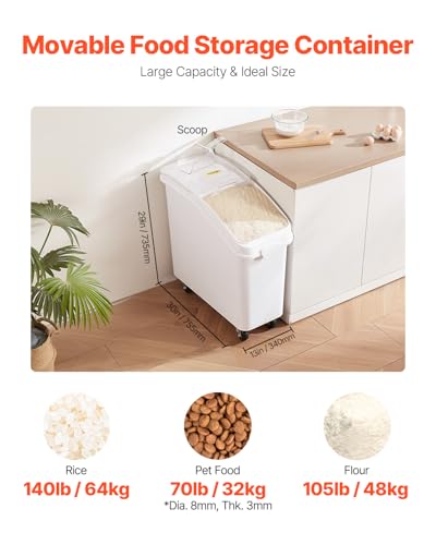 VEVOR Ingredient Bin with Scoop 21 Gallon, 400 Cup Rice Storage Container - size: 21 Gallon