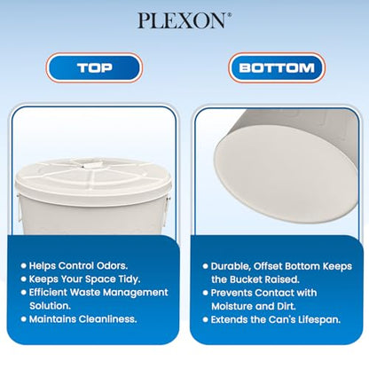 Plexon 20 Gallon Metal Trash Can with Lid Outdoor Large Trash Bin Steel Garbage Can for Garage Patio Farmhouse Bucket Bird Seed Storage Can Heavy Duty Round Container, Off-White - color: Off-White