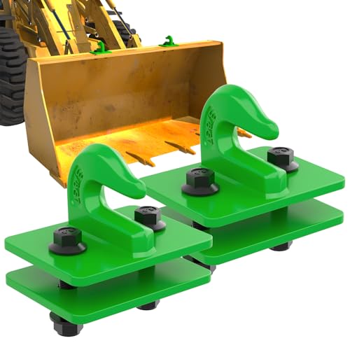 2 Pack Tractor Bucket Grab Hooks, G70 Forged Steel Bolt On Tow Hooks Green | 3/8" Tow Hook Mount with Backer Plate, Work Well for Tractor Bucket, Truck, UTV, ATV, RV, Max 15,000 lbs - color: Green, size: 2 Pack