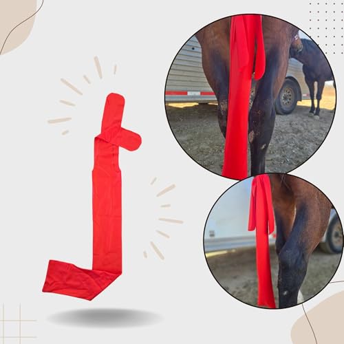 Ranch Hand Horse Tail Bag - Stretchable Horse Tail Bag Made from Durable Stretchy Material- Damage Free Tail Protection - Light Red - color: Light Red