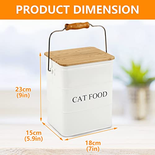 Farmhouse Cat Food Storage Container,6L Cat Food Canisters,Pet Foods Container Hold 5~6lbs Cat Food Treats,Airtight Cats food Storage with Lid and Scoop,Kibble Containers Countertop-White - color: white