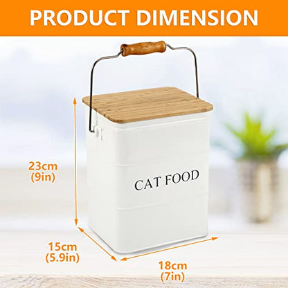 Farmhouse Cat Food Storage Container,6L Cat Food Canisters,Pet Foods Container Hold 5~6lbs Cat Food Treats,Airtight Cats food Storage with Lid and Scoop,Kibble Containers Countertop-White - color: white