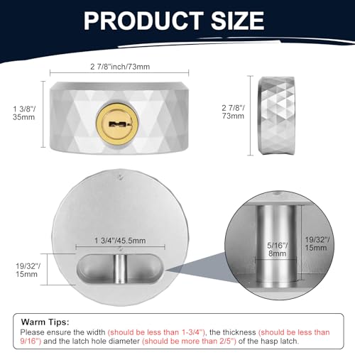 Puck Lock with Hasp | for RVs, Trucks, Trailers, Vans, Heavy Duty Security Lock - color: Silver
