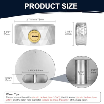 Puck Lock with Hasp | for RVs, Trucks, Trailers, Vans, Heavy Duty Security Lock - color: Silver