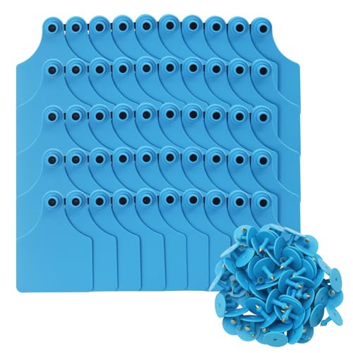 Blank Cattle Ear Tags 100PCS TPU Oversize 4.1x3 Inch Livestock Tags - style: Blue