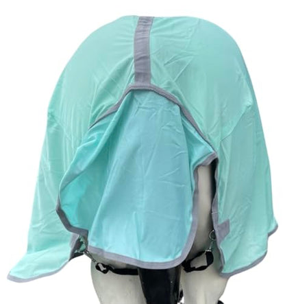 Heavy Duty Horse Fly Sheet with Neck and Detachable Belly Band | Summer Sheet (80, Pastel-Green-Grey-Trim) - color: Pastel-Green-Grey-Trim, size: 80