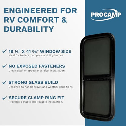 ProCamp RV Window 18x40 | Vertical Slider, Screen & Trim Ring