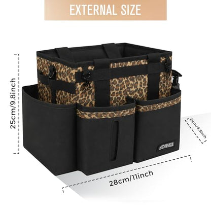 SCAVATA Compact Wearable Cleaning Caddy with Handle & Shoulder Straps - color: Leopard