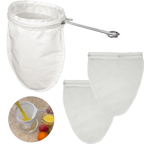Ultra Fine Mesh Strainer with Stainless Steel Handle, Reusable Food Grade Juice Strainer, Cheesecloth Strainer with Zipper for Nut Milk, Coffee, Butter, Juices and Cheese (Small Size) - size: Small