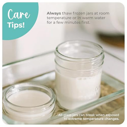 Mason Bottle Glass Breastmilk Storage Jars with Airtight Lids, 4oz,12-Pack | Deep Ocean Lead-Free Glass Jars Set, Leakproof Lids, Stackable, Freezable For Breast Milk, Baby Food Storage Containers - size: 4oz Jar Set (12 Pack)