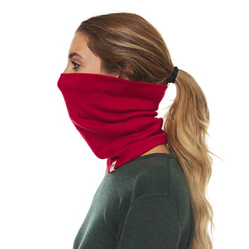 100% Merino Wool - Midweight Neck Gaiter - Skiing Neck Warmer - Winter Face Mask - Multipurpose Headwear - color: True Red