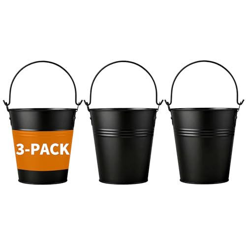 3-Pack Black Grease Bucket for Pellet Grill Smokers Heavy Duty Galvanized Steel Drip Catcher, Rust-Proof 5.6" Diameter, Easy Clean BBQ Accessory - color: Black 3pack
