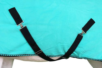 Challenger Horse Soft Fleece Cooler Contoured Exercise Blanket Liner Sheet Wicks 43MI02TR - color: Turquoise, size: 72 inches