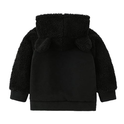 Toddler Winter Coats Baby Boys Girls Fuzzy Sherpa Fleece Jackets - color: Z-black, size: 1-2T