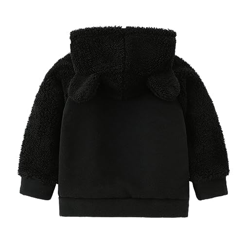 Toddler Winter Coats Baby Boys Girls Fuzzy Sherpa Fleece Jackets - color: Z-black, size: 2-3T