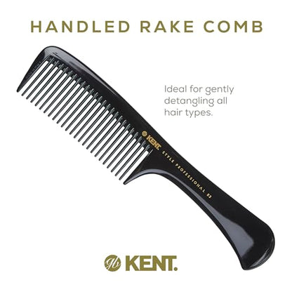 Kent SPC83 Black Salon-Style Barber Comb and Dressing Cutting Detangler with Wide Teeth - Professional Barber Wide Tooth Comb for Styling for Medium and Thick. Ergonomic Grip for Daily Use. - size: SPC83