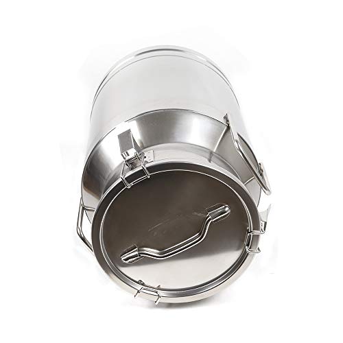 Milk Can Milk Bottle, 20/30/ 40/50/ 60L Stainless Steel Heavy Duty Milk Jug Wine Pail Bucket Square Liquid Container Storage with Embedded Silicone Sealed Lid for Home Restaurant Bar Silver (30L) - size: 30L