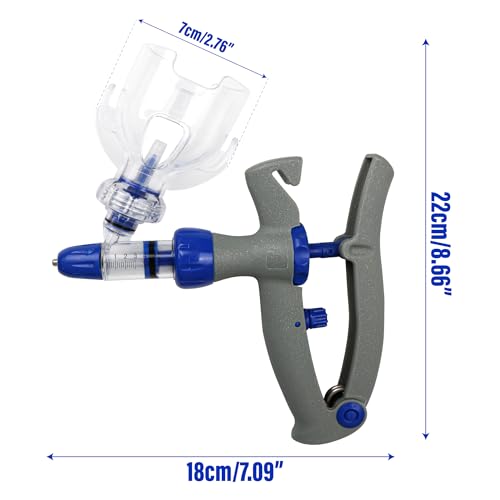 5ML Livestock Syringe Gun, Automatic Cattle Syringe Injector for Pig Cow Goat, Continuous Adjustable Accurate Inject Design, Self Refill Dart Gun Injection with Pistol Grip & Bottle Insertion