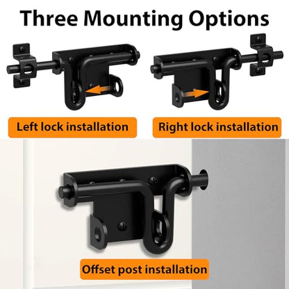 6.4 Inch Heavy Duty Slide Bolt Latch, Bi-Directional Gate Latch with Protective Coating, Solid Hardware Thickened Bolt Latch for Left or Right Hand Swinging and Sliding Doors-2 Pack