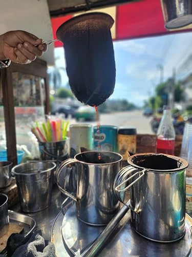 5.3” Large Reusable Thai Tea Filter – Traditional Cloth Strainer with Metal Handle for Tea, Coffee, Coconut Milk, Almond Milk, and Juice