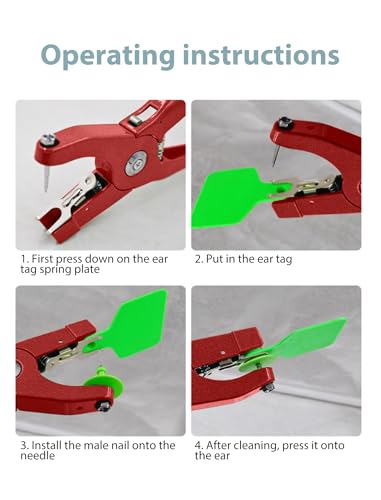HEEPDD Livestock Ear Tag Plier, Alloy Animal Ear Tag Install Tool, Red