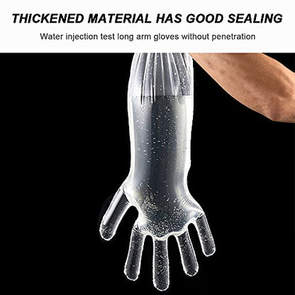 50 Disposable Field Dressing Gloves Veterinary Insemination Rectal Long Gloves, Extra Long Sleeve Full Arm - color: Transparent