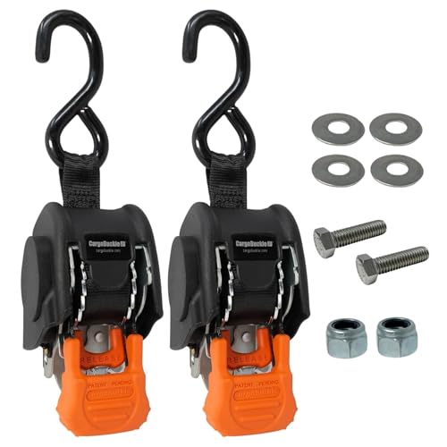 CargoBuckle Mini G3 Retractable Ratchet Straps, 1-in x 6 ft, 2-Pack