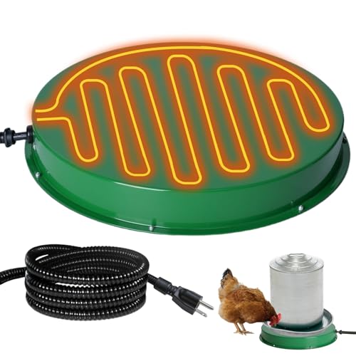 Chicken Water Heater for Winter 12.4", 125W Thermostat, 2PACK | 6.6Ft Power Cord, Chicken Drinker Heater Base for Max 5 Gal Metal & Plastic Poultry Waterer