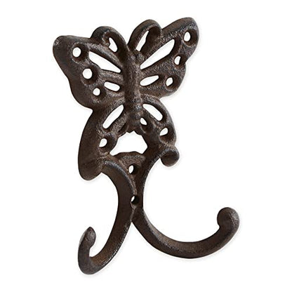 DII Cast Iron Decorative Wall Hook Set, Butterfly, 2 Count - size: Butterfly