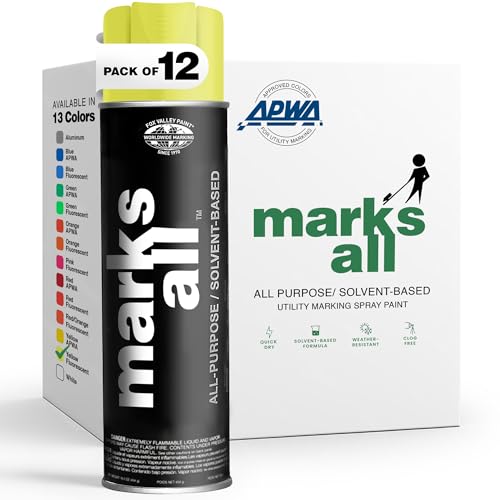 Fox Valley 17oz Marks All Solvent-Based Paint 12-Pack, Yellow Fluorescent - color: Yellow Fluorescent