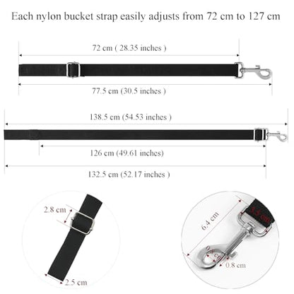 2Pcs Adjustable Nylon Horse Bucket Strap, 28-50 Inch Water Bucket Strap for Horse Bucket Hanging Strap Bucket Hanger Horse Barn Supplies for Hanging Water Bucket Hay Net, Black and Blue