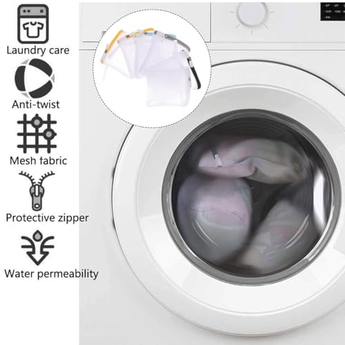 6Pcs Mesh Laundry Bags for Delicates with Zipper Small Washing Machine Laundry Bags Organizer for Travel Lingerie Bra Socks Foldable Lightweight Storage Net