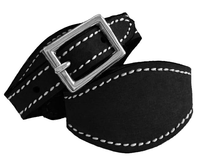 Stitched Leather Western Saddle Stirrup Replacement Hobbles for Youth Saddle - color: Black