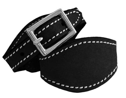 Stitched Leather Western Saddle Stirrup Replacement Hobbles for Youth Saddle - color: Black