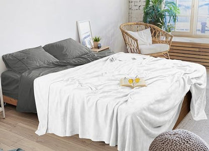 Utopia Bedding 100% Cotton Thermal Blanket White Full, 90x84 Inches - color: White, size: Full