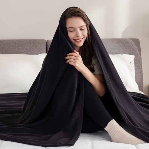 Berkshire Blanket Microfleece Twin Size Bed Blanket Black,Lightweight Soft Breathable Plush Micro Fleece Blanket for Bed Couch Sofa,60x92 Inches - color: Black, size: Twin/Twin XL
