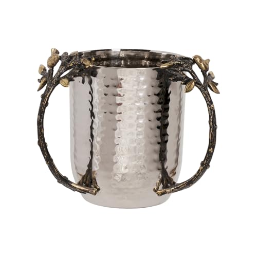 EMANUEL Yair Natla Hand Washing Cup Tree of Life Hammered Stainless Steel - Judaica Gift