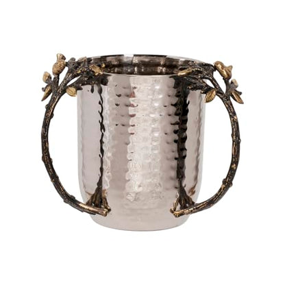 EMANUEL Yair Natla Hand Washing Cup Tree of Life Hammered Stainless Steel - Judaica Gift