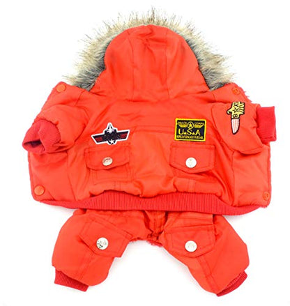 ZUNEA Dog Snowsuit Waterproof for Small Dogs Winter Puppy Coat, Red, L - color: Red, size: L