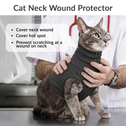 ROZKITCH Dog Neck Protector, Dog Neck Surgery Recovery Suit | Surgical Neck Cover Cat Ear Hematoma Wrap Darkgrey S - color: Darkgrey, size: S(Chest: 16.9")