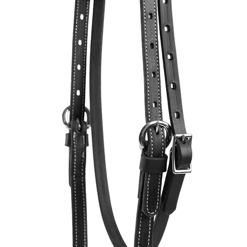 Weaver Leather Black Latigo Leather Headstall - style: Straight Browband