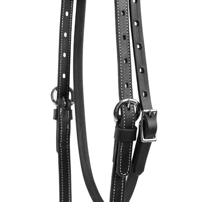 Weaver Leather Black Latigo Leather Headstall - style: Straight Browband