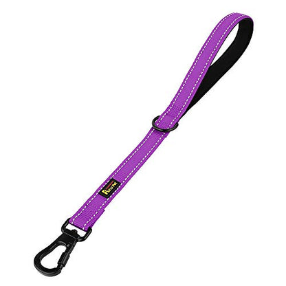 PLUTUS PET Short Training Dog Leash with Padded Handle for Medium Large Big Dogs,18 Inch Heavy Duty Strong Traffic Leash with Carabiner Clip for Climbing Walking or Guiding Blind (18",Purple) | Reflective, Heavy Duty Strong Nylon, Traffic Leash with Carab