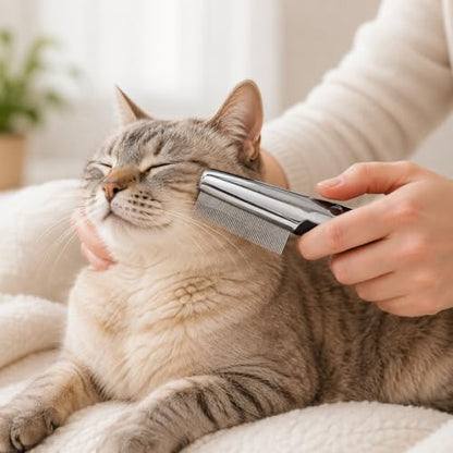 Resco Professional Flea and Face Comb, Anti-Static for Grooming Pets Very Fine Pin Spacing, Chrome - color: Flea Comb
