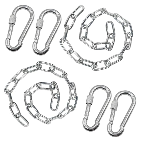Heavy Gate Chain Lock,Stainless Steel Gate Latches Link Lock with 2 Quick Locking Carabiner Clip Hooks for Livestock Horse Goat Cows Stall,Outdoor Fence Gate,Barn