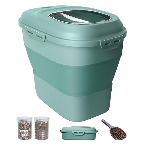 30-35Lbs Dog Food Storage Container Airtight,Collapsible Dog Food Container - color: Green